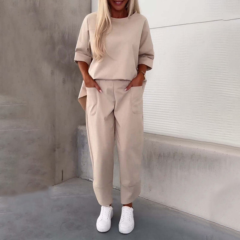Ladies' Relaxed Two-Piece Set with Loose Top and Pockets