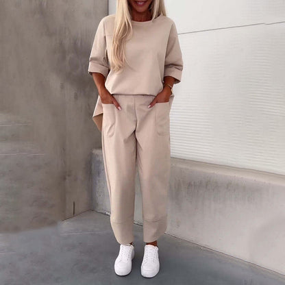 Ladies' Relaxed Two-Piece Set with Loose Top and Pockets