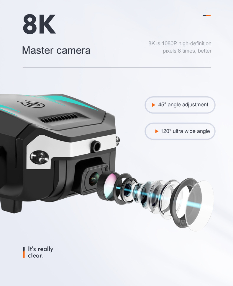 Drone pieghevole 8K con doppia fotocamera e rilevamento degli ostacoli