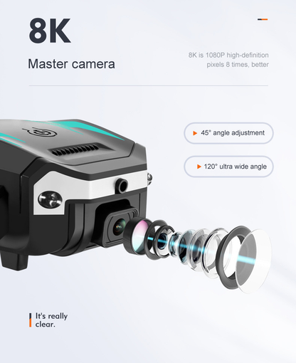 Drone pieghevole 8K con doppia fotocamera e rilevamento degli ostacoli