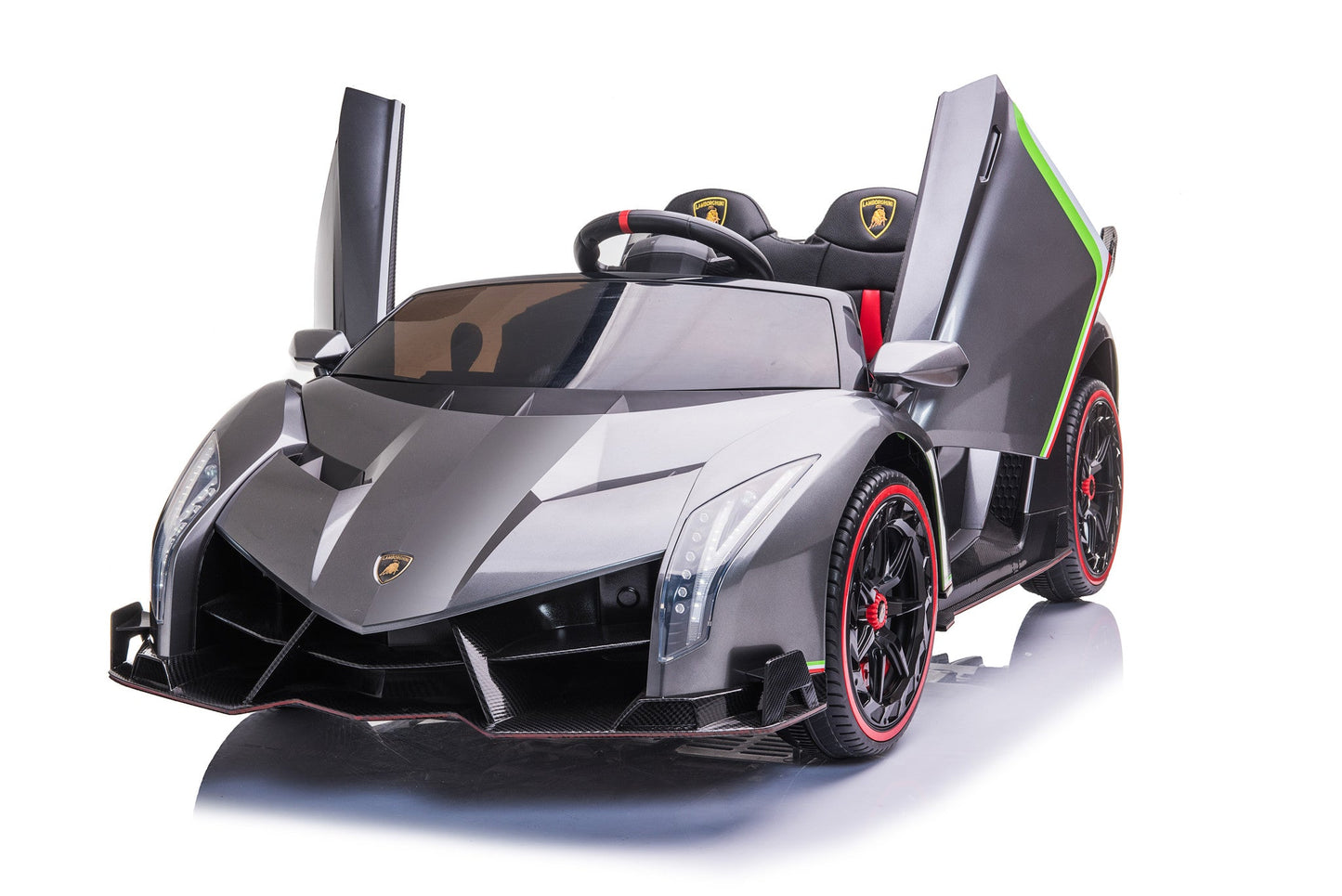 Auto elettrica per bambini Veneno 12 V a 2 posti grigio metallizzato