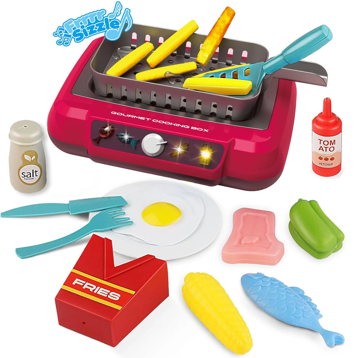 Toy Kitchen Set with Gourmet Cooking Box - Includes Light and Sound