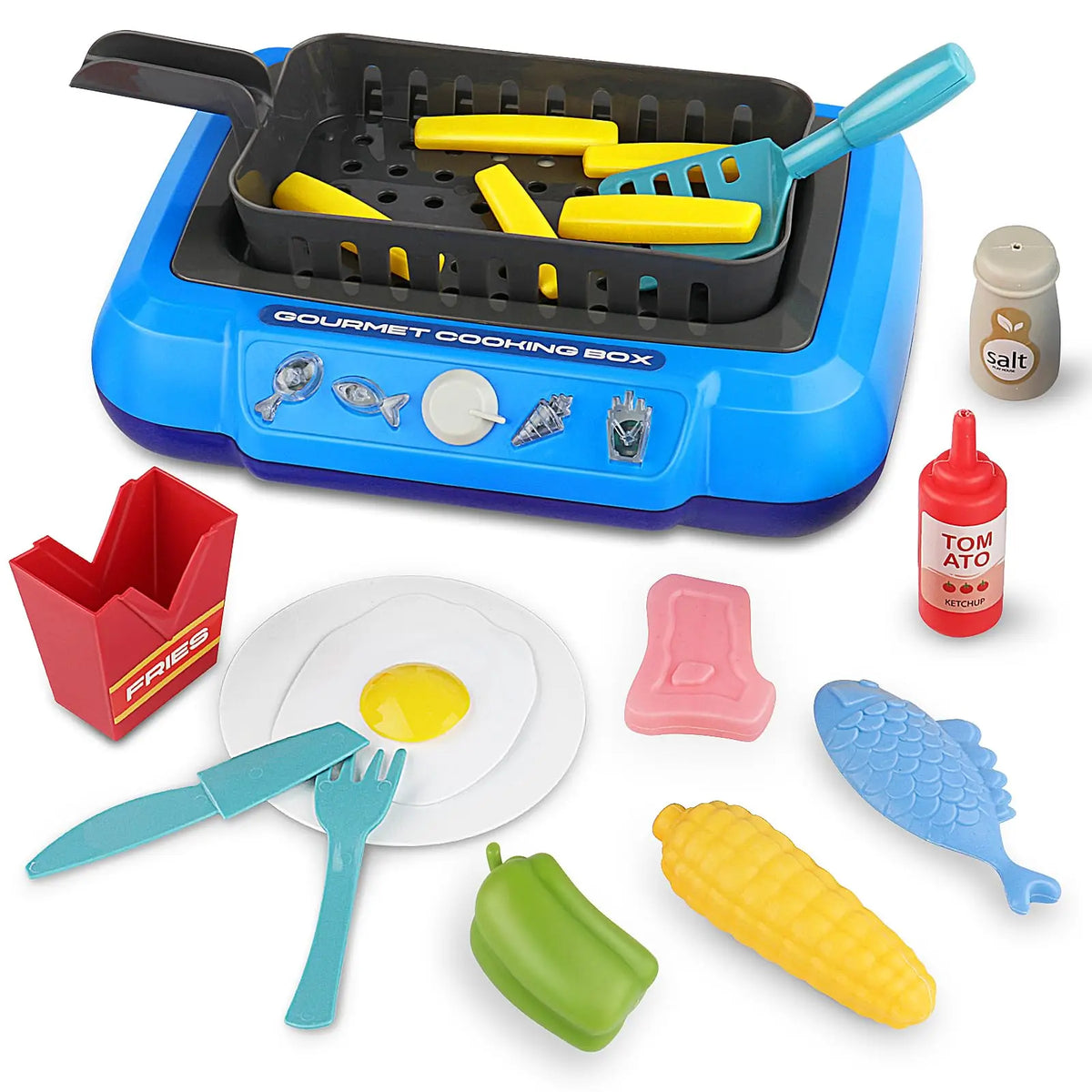 Toy Kitchen Set with Gourmet Cooking Box - Includes Light and Sound