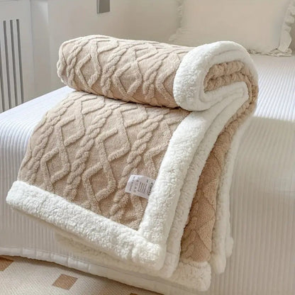Diamond Knit Sherpa Decke