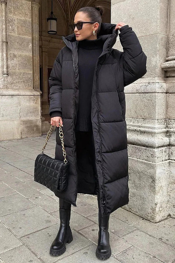 Warm Padded Windproof Puffer Winter Coat with Hood for Women