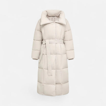 Ladies' Cozy Long Padded Winter Coat with Belt