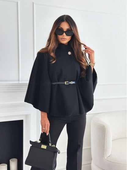 Elegance Cape Women's Coat with Belt – Stylish and Flowing