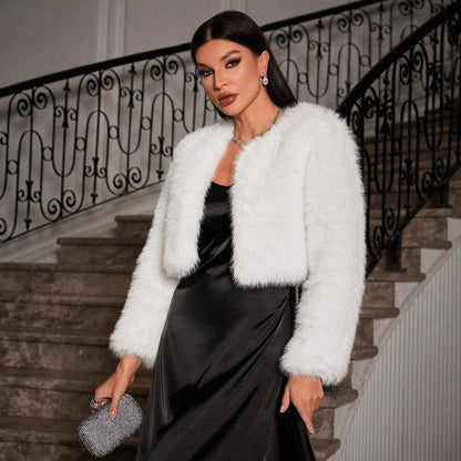 Short Ladies Faux Fur Winter Jacket