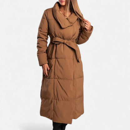 Ladies' Cozy Long Padded Winter Coat with Belt