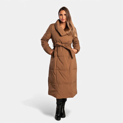 Ladies' Cozy Long Padded Winter Coat with Belt
