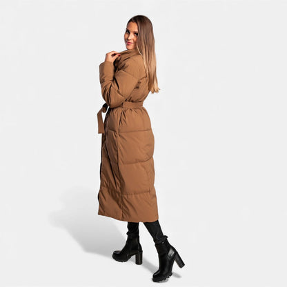 Ladies' Cozy Long Padded Winter Coat with Belt