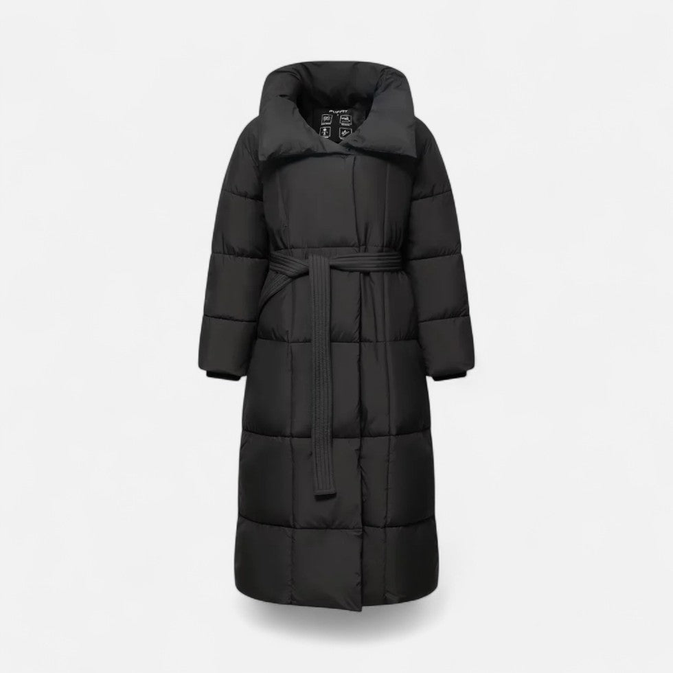 Ladies' Cozy Long Padded Winter Coat with Belt