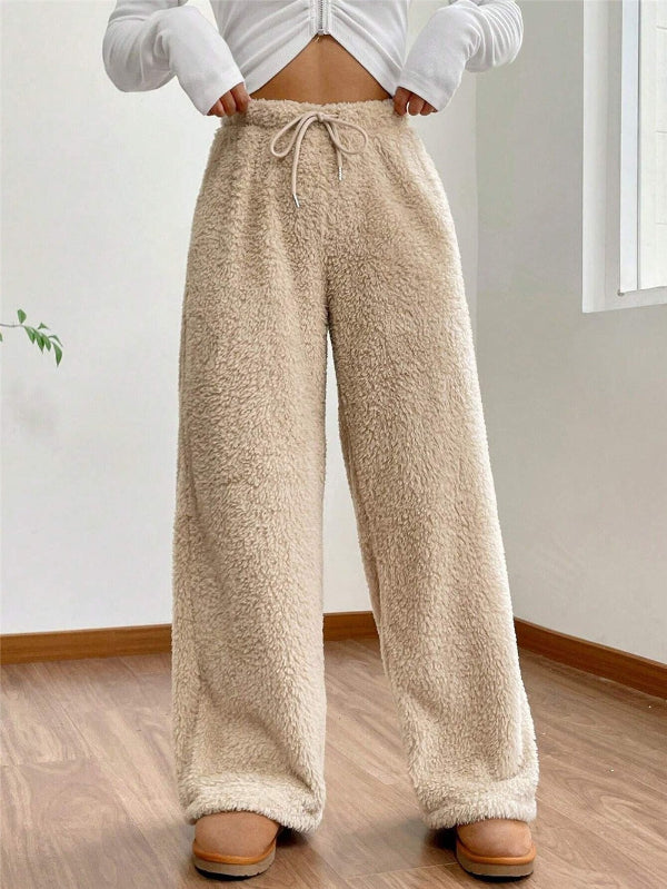 Warm Winter Women's Teddy Fleece Jogging Trousers with Drawstring