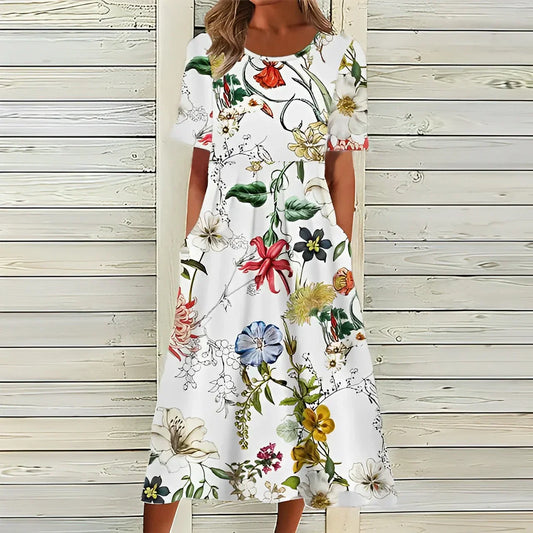Summer Shift Dress with Floral Print
