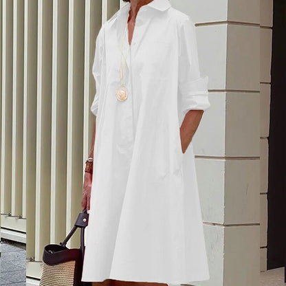 Midi dress with collar for women - Roella