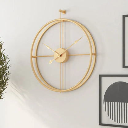 IronClock Gold - Ceas de perete mare, minimalist, din metal - Elegant - Atemporal - Decorațiunea perfectă