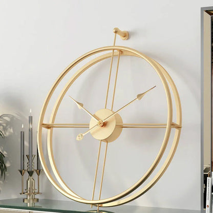 IronClock Gold - Ceas de perete mare, minimalist, din metal - Elegant - Atemporal - Decorațiunea perfectă