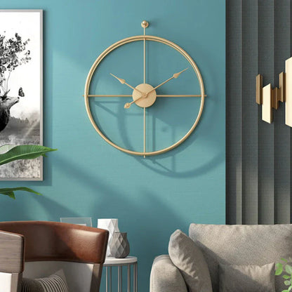 IronClock Gold - Ceas de perete mare, minimalist, din metal - Elegant - Atemporal - Decorațiunea perfectă
