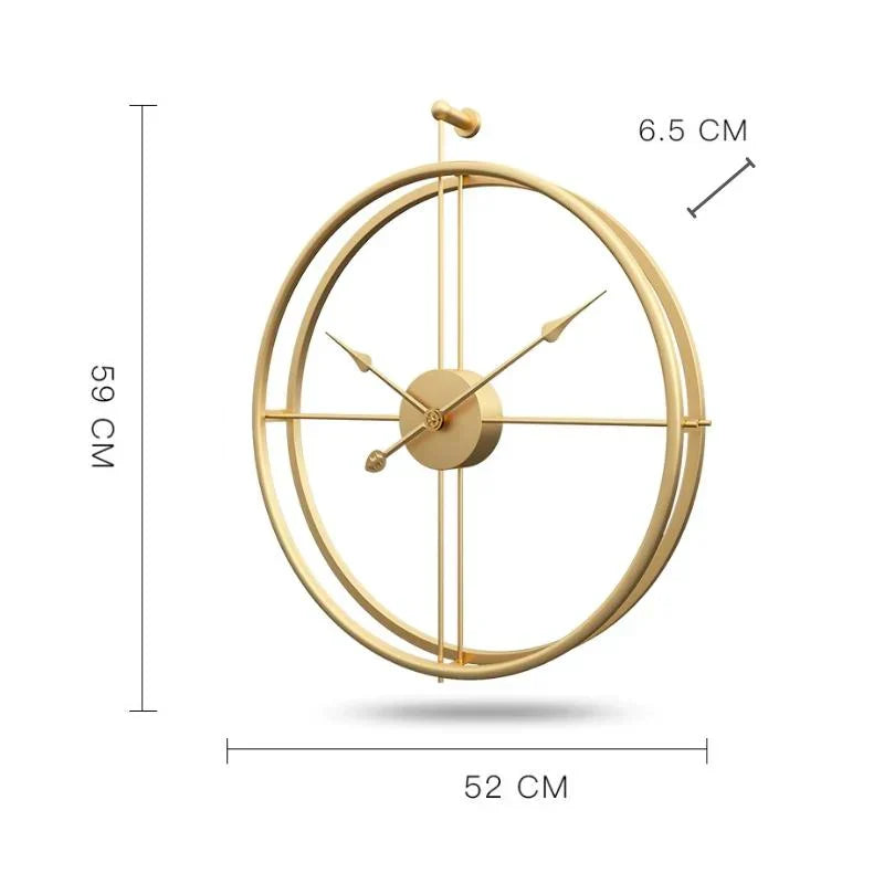 IronClock Gold - Ceas de perete mare, minimalist, din metal - Elegant - Atemporal - Decorațiunea perfectă