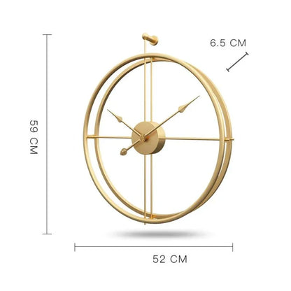 IronClock Gold - Ceas de perete mare, minimalist, din metal - Elegant - Atemporal - Decorațiunea perfectă