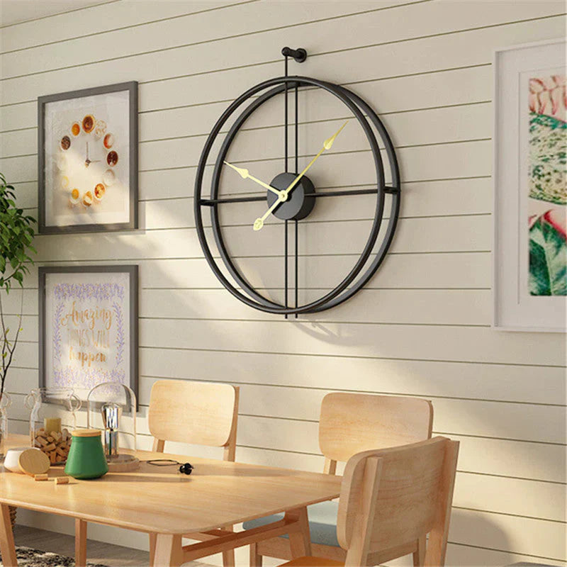 IronClock Black - Μινιμαλιστικό μεγάλο μεταλλικό ρολόι τοίχου - Κομψό και διαχρονικό