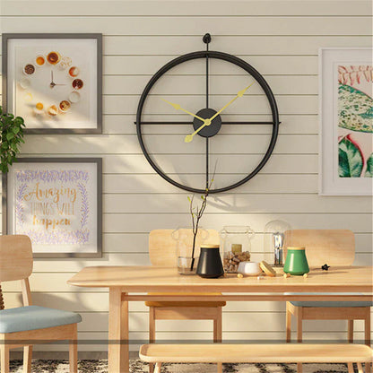 IronClock Black - Minimalist Large Metal Wall Clock - Stylish and Timeless