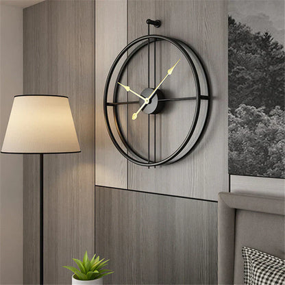 IronClock Black - Minimalist Large Metal Wall Clock - Stylish and Timeless