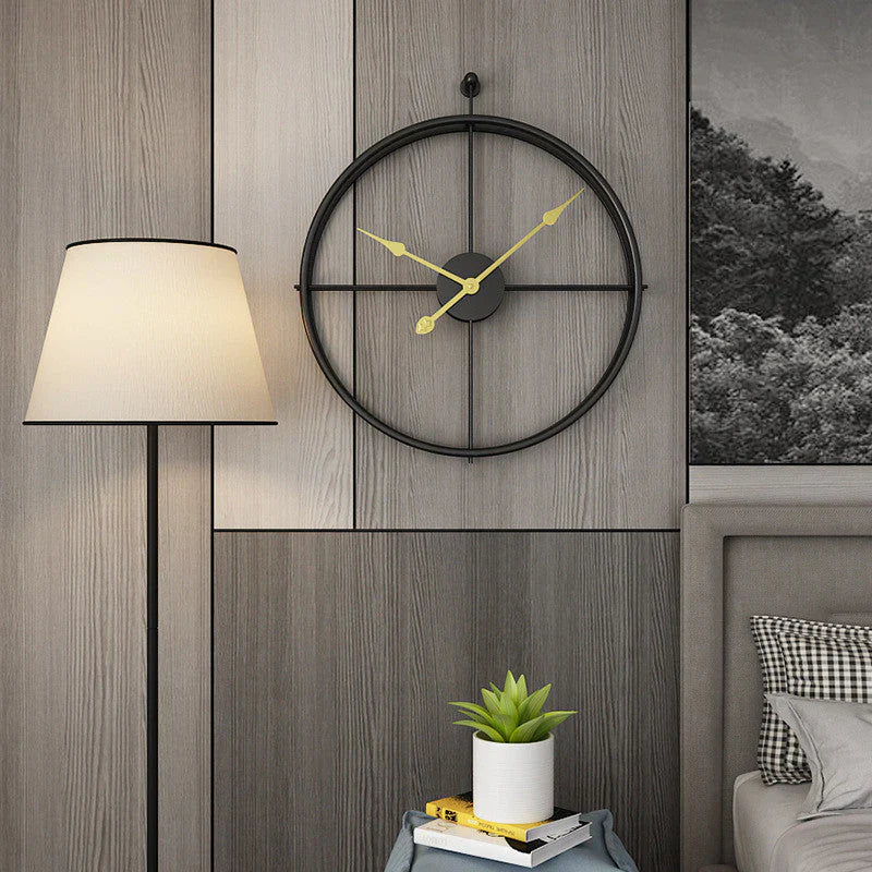 IronClock Black - Μινιμαλιστικό μεγάλο μεταλλικό ρολόι τοίχου - Κομψό και διαχρονικό