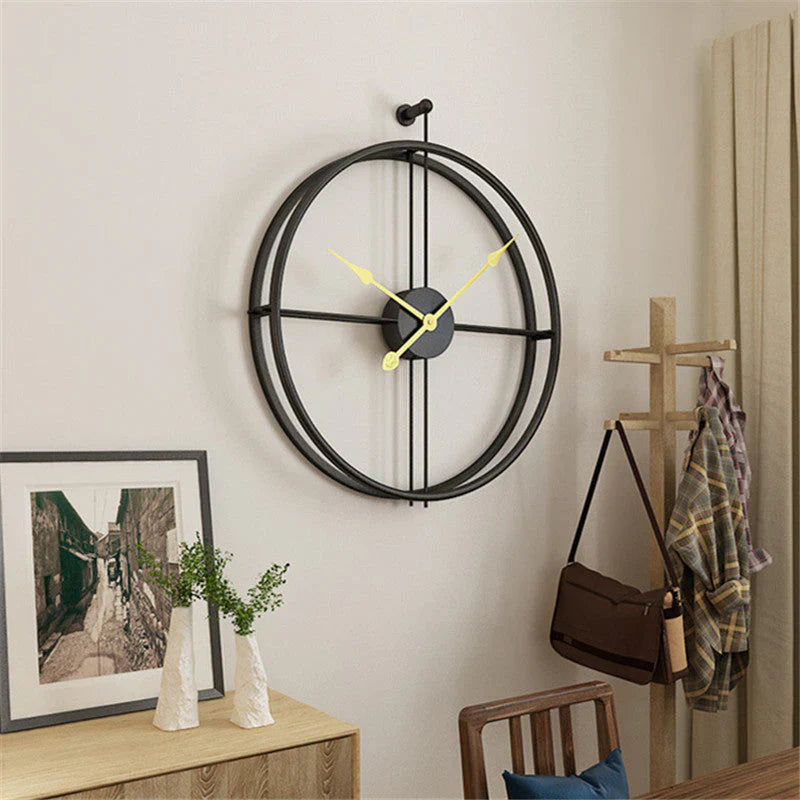 IronClock Black - Μινιμαλιστικό μεγάλο μεταλλικό ρολόι τοίχου - Κομψό και διαχρονικό