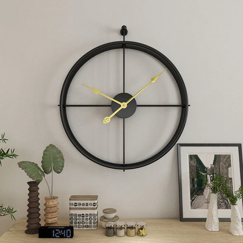 IronClock Black - Μινιμαλιστικό μεγάλο μεταλλικό ρολόι τοίχου - Κομψό και διαχρονικό