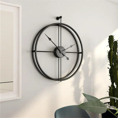 IronClock Black - Minimalist Large Metal Wall Clock - Stylish and Timeless