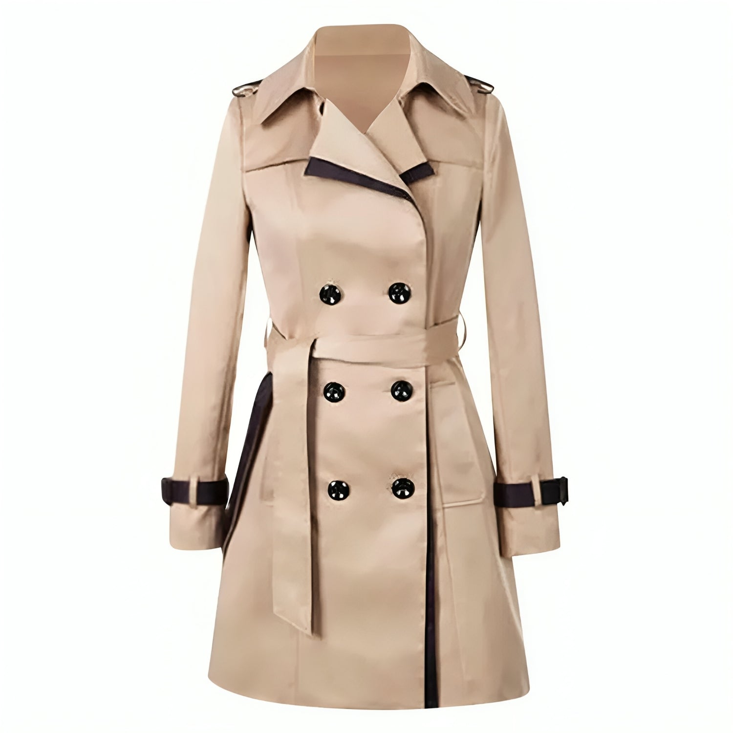 Isabel | Long women's trench coat with wrap and buttons