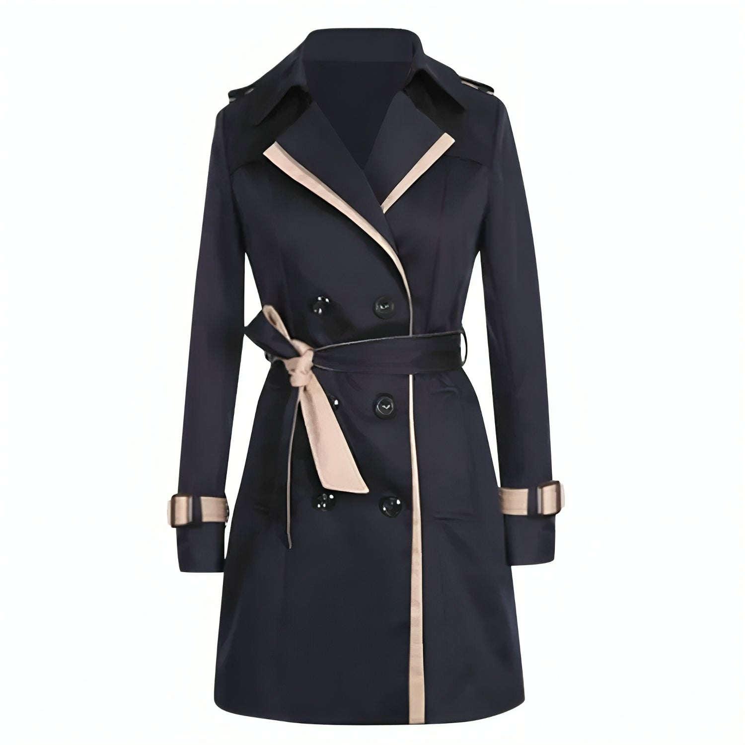 Isabel | Long women's trench coat with wrap and buttons