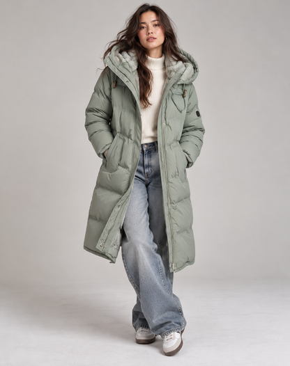Long Winter Coat for Women Padded with Hood and Fur Lining