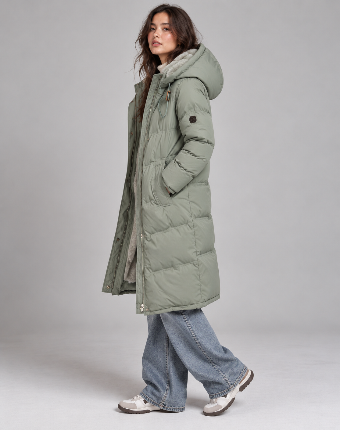 Long Winter Coat for Women Padded with Hood and Fur Lining