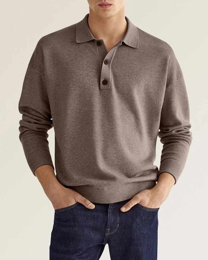 Jantje | Men's Polo Shirt with Long Sleeves and Button Closure