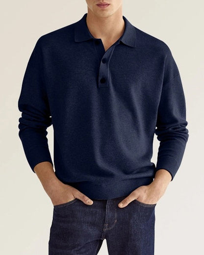 Jantje | Men's Polo Shirt with Long Sleeves and Button Closure