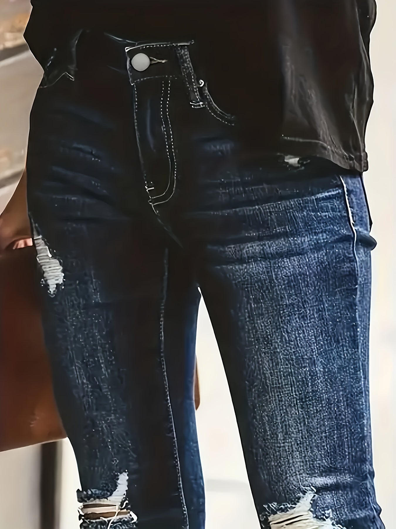 Jasmijn | Blue distressed skinny jeans