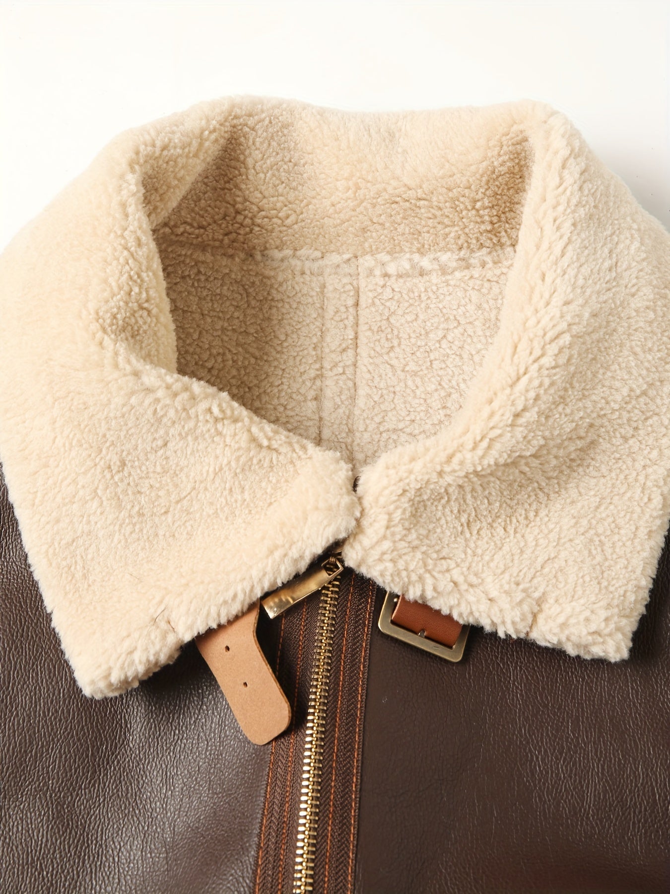 Jasper | Casual PU Leather Shearling Jacket with Lapel Collar
