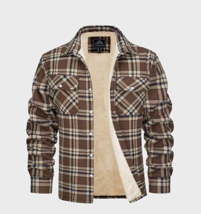 Jasper | Elegant men's flannel jacket in vintage style with fleece lining