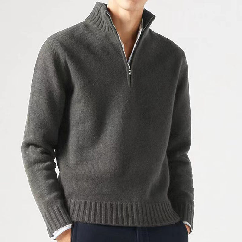 Jasper | Men's Knitted Jumper with Zip and Thick Collar
