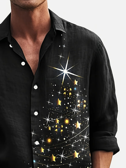 Jasper | Men's Shirt with Vintage Christmas 3D Print and Button Closure