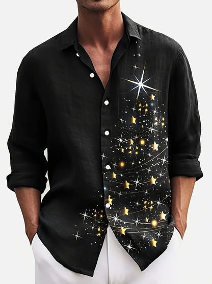 Jasper | Men's Shirt with Vintage Christmas 3D Print and Button Closure