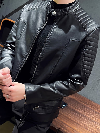 Jasper | Stylish PU Leather Men's Jacket with Stand-Up Collar