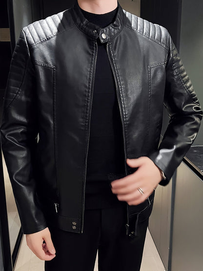 Jasper | Stylish PU Leather Men's Jacket with Stand-Up Collar