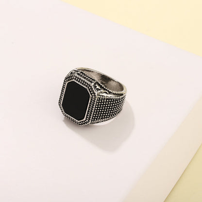 Jeroen | Black Ring with Rhinestones