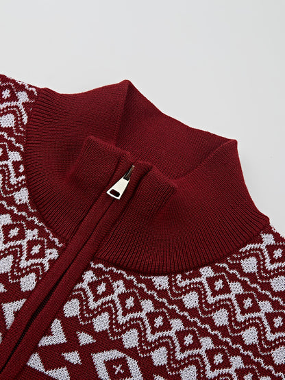 Joris | Casual knitted cardigan with reindeer pattern