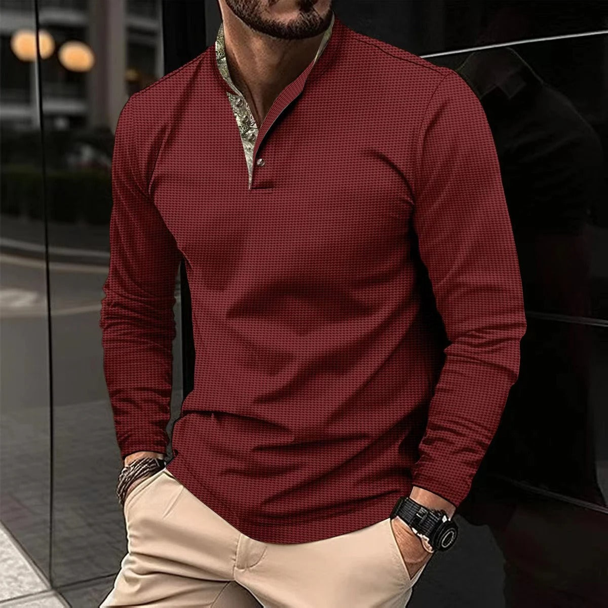 Joris | Stylish Long Sleeve Polo with Coloured Collar