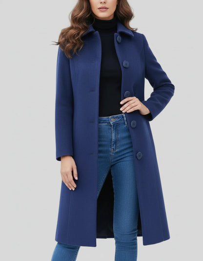Cappotto da donna dal taglio svasato – Chiusura con bottoni e fascino intramontabile