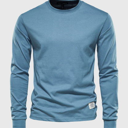 Men's Cotton Long Sleeve Shirt with Round Neck